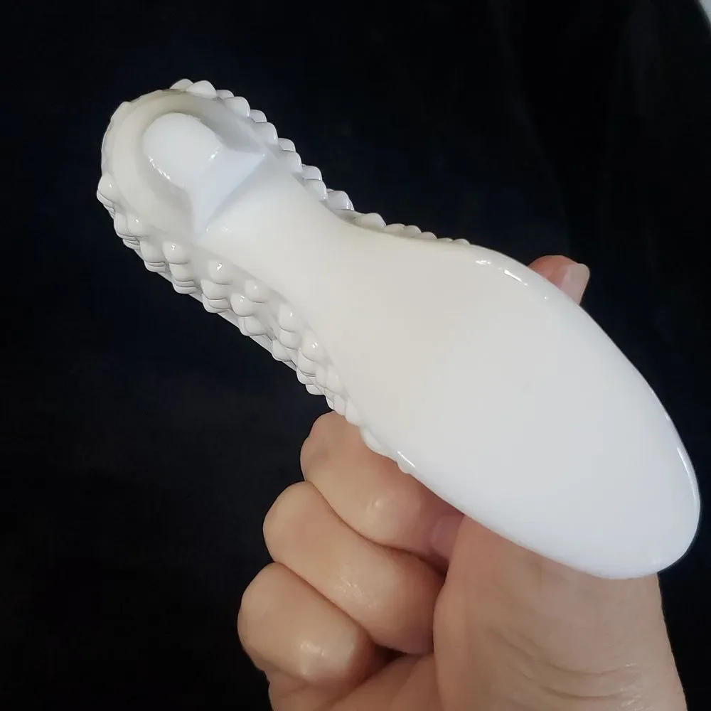 Vintage White Milk Glass Hobnail Victorian Shoe